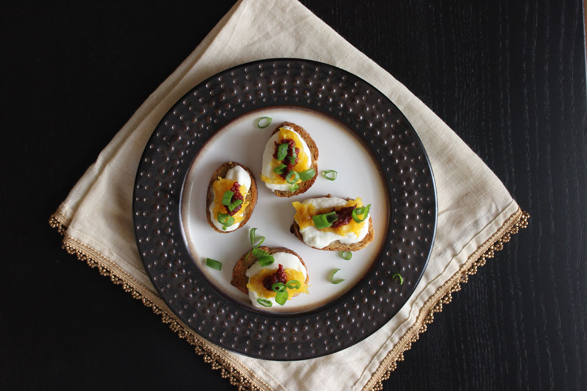 Acorn Squash and Burrata Toasts